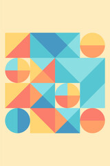 Geometric Bauhaus Posters with Abstract Patterns Vector Mosaic Modern Backgrounds Scandinavian or Swiss Bauhaus Color Art and Shapes Patterns Wall Art Decor Design Vector