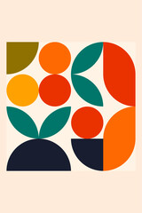 Geometric Bauhaus Posters with Abstract Patterns Vector Mosaic Modern Backgrounds Scandinavian or Swiss Bauhaus Color Art and Shapes Patterns Wall Art Decor Design Vector