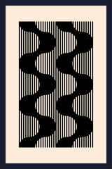 Abstract Geometric Texture Black and White Optical Illusion Strip Wall Art Vector Decoration Pattern 