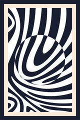 Abstract Geometric Texture Black and White Optical Illusion Strip Wall Art Vector Decoration Pattern 