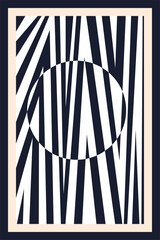 Abstract Geometric Texture Black and White Optical Illusion Strip Wall Art Vector Decoration Pattern 