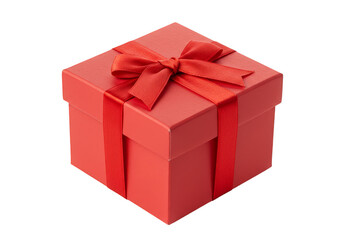 Isolated Gift Box with Red Ribbon Bow Present for Celebration PNG