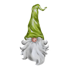cute gnome drawing on white background It is a watercolor painting.	
