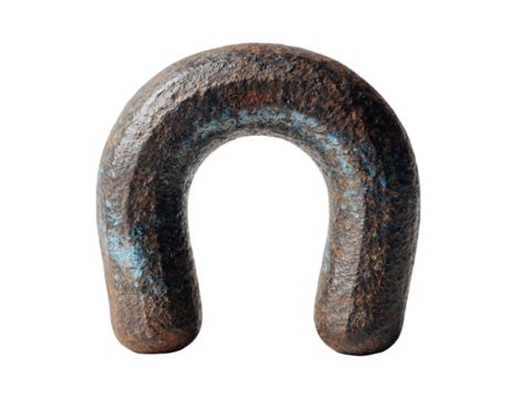Rusty Metal Horseshoe Shape on Transparent Background, PNG - Powered by Adobe