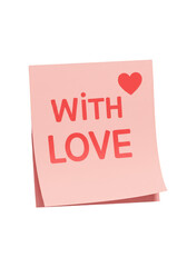 Sweet Pink Note with Love Valentine Sticker Transparent Background