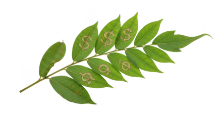 Isolated Green Leaf Branch Transparent Background Detailed Botanical PNG