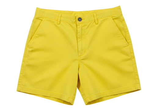 Vibrant Yellow Cotton Shorts Isolated on Transparent Background