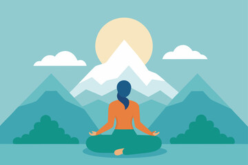 vector illustration of a woman meditating