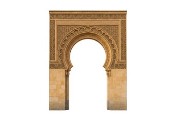 Isolated Moroccan Archway Carved Stone Arabic Islamic Doorway PNG