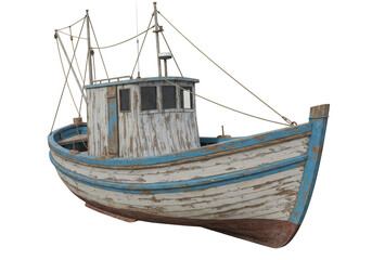 Isolated Old Fishing Boat Transparent Background Maritime Vessel