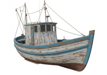 Isolated Old Fishing Boat Transparent Background Maritime Vessel