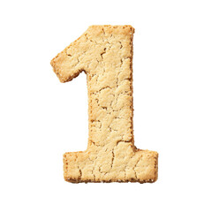 cookies text effect alphabet  number 1 isolated on white background