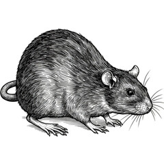 Vintage Rat Illustration Animal Rodent Mammal Isolated Wildlife White