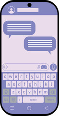 phone chat page vector illustration with qwerty keypad interface.  vector element for business, social interaction, communication and other topics.