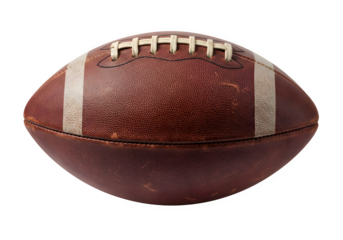 American Football Ball – Classic Brown Leather Sports Equipment, Isolated on White or Transparent Background