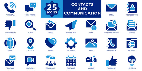 contacts and communication, communication, contact, web, business, symbol icon set. Outline icons collection. Simple vector illustration