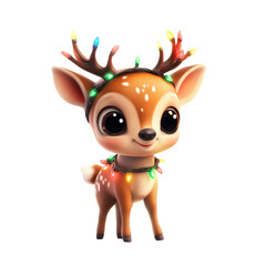 3d Deer funny cartoon character Rudolph Cute. Generative AI