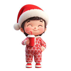 kid santa claus 3d rendered illustration. Generative AI