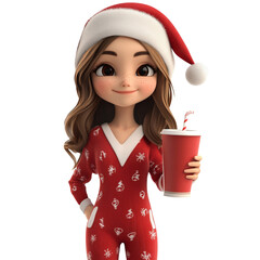 female Santa Claus cartoon isolated. Generative AI