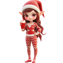 cute little kid wearing green elf Christmas costume on white background. Generative AI