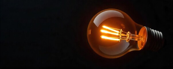 Glowing Incandescent Light Bulb Filaments Close-Up Bright Idea, Innovation, and Inspiration
