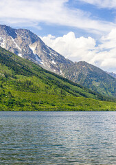 A View of Lake Jenny and the Teton Mountains Behind the Water of the Lake