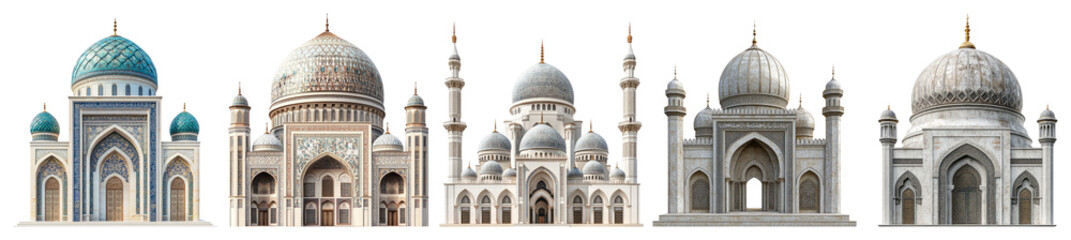 Ornate Architectural Designs of Historical Domed Structures, PNG bundle collection, Isolated on Transparent Background