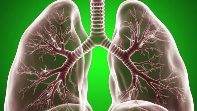 Anatomy Animation Showing Respiratory System on Green Background
