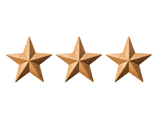 Obraz premium Three Bronze Stars Rating Review Feedback Award Achievement isolated on transparent background