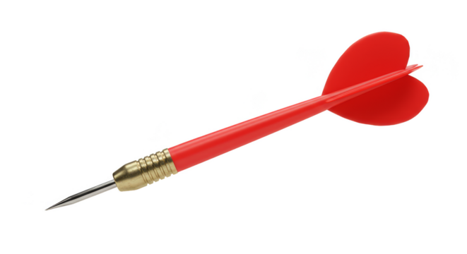 Isolated Red Dart Arrow on Transparent Background for Game Target