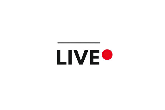 Dark background with the word "LIVE" in bold, dark gray letters above a small red circle