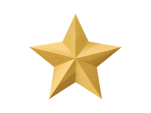 Golden Star Perfect for Festive Designs  Decoration isolated on transparent background