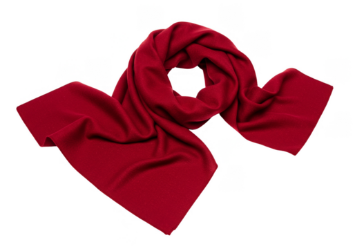 Isolated Red Winter Scarf Accessory Elegant Clothing on Transparent