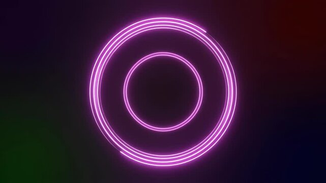 Glowing energy ring rotates slowly on a smooth dark background, symbolizing abstract AI and tech flow