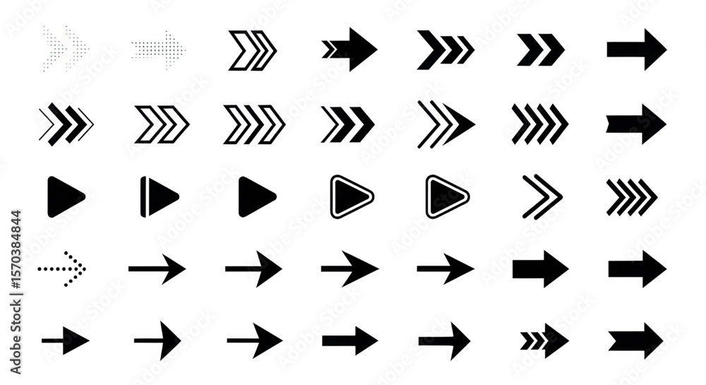 Poster arrow set with various styles and directions | black and white directional icons for web design, use