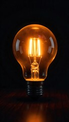 Glowing Circular Light Bulb Illuminating Darkness Warm, Soft Light for Ideas, Innovation, and Energy Efficiency