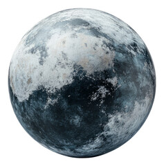 Realistic Textured Moon Surface with Detailed Craters and Shadows, Isolated on Transparent Background