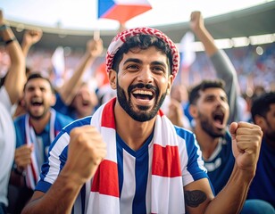 Excited fans cheering at stadium