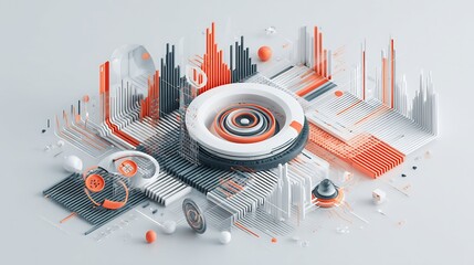 Abstract Technology Background with Data Visualization Elements
