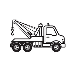 Naklejka premium Black and white tow truck illustration roadside assistance and car recovery concept