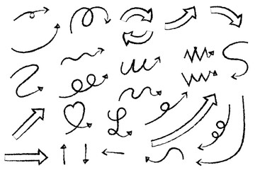 シンプルな手書きの矢印のバリエーションセット