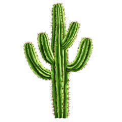 Naklejka premium Vibrant, stylized saguaro cactus