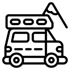 campervan adventure outline icon and illustration