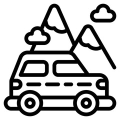 car adventure outline icon and illustration