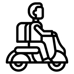 motorbike rider outline icon and illustration