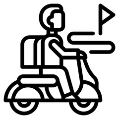 motorbike adventure goal outline icon and illustration