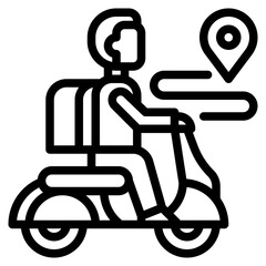 motorbike drive place outline icon and illustration