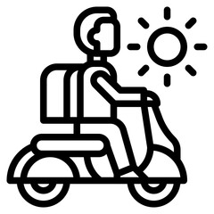 motorbike sunny outline icon and illustration