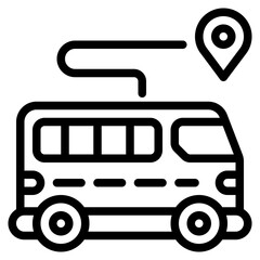 bus drive place outline icon and illustration