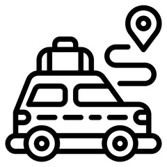 car adventure touring place outline icon and illustration